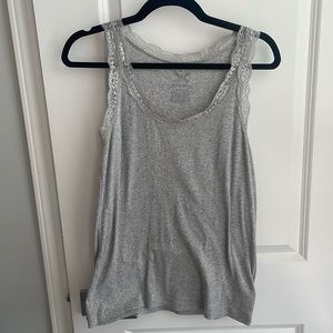 Faded Glory Simple Gray Tank Top with Lace Border